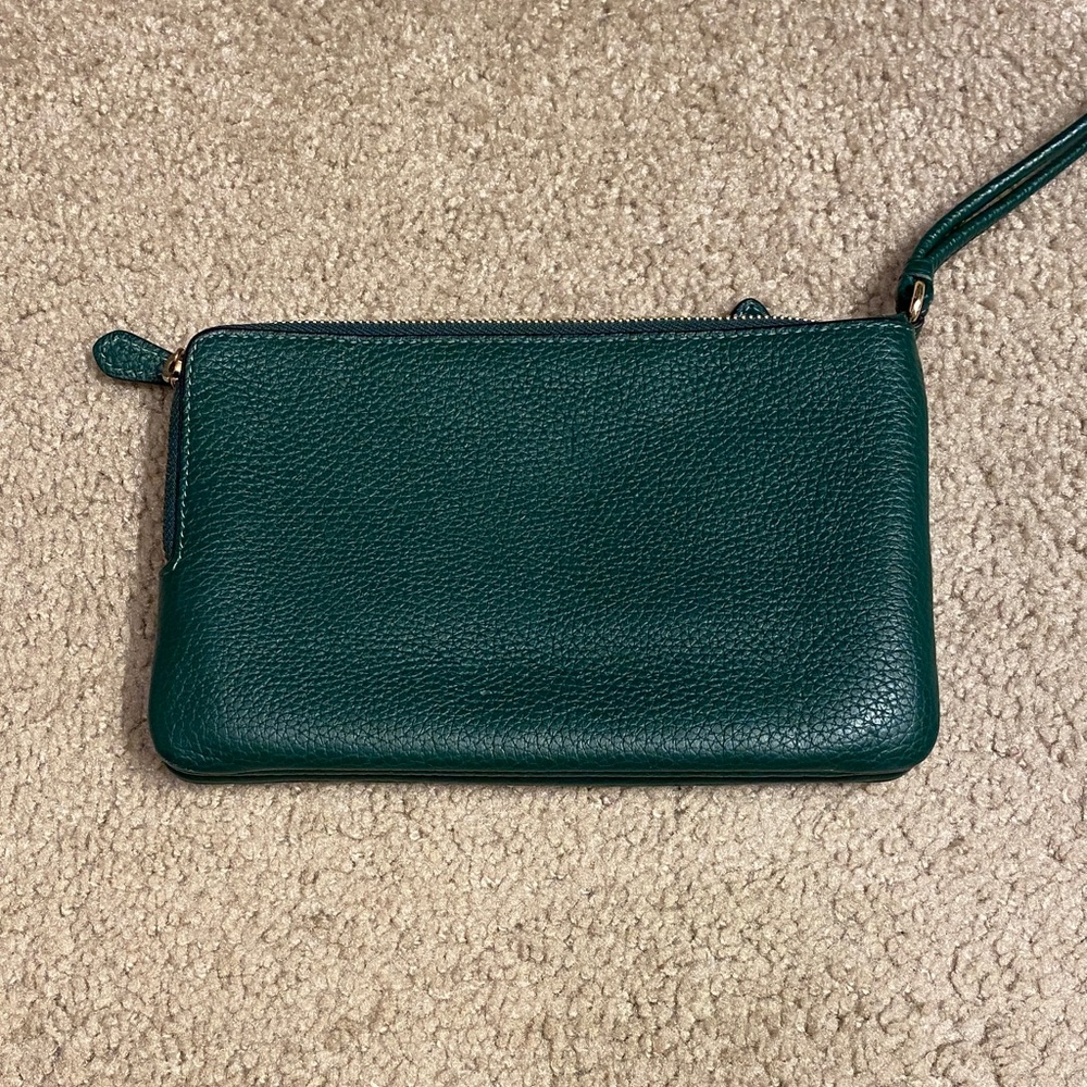 Coach Forest Green Leather Wristlet - Picture 2 of 6